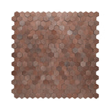 Selbstklebende Mosaikfliesen Metall | Mini Hexagon 3D Dunkelkupfer | 29,8×30,7 cm | Küche, Bad & WC