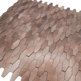 Selbstklebende Mosaikfliesen Metall | Picket 3D Dunkelkupfer | 31×30 cm | Küche, Bad & WC