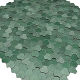 Selbstklebende Mosaikfliesen Metall | Dreipass 3D Dunkelgrün | 30,5×29,6 cm | Küche, Bad & WC