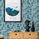 Selbstklebende Mosaikpaneele | Hexagon Blau | 28,8×29,2 cm | Metall