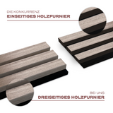 Akustikpaneele Walnuss Rustikal | XL 300 cm x 60 cm | Dreiseitig Echtholzfurnier