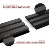 Akustikpaneele Schwarze Eiche | XL 300 cm x 60 cm | Dreiseitig Echtholzfurnier