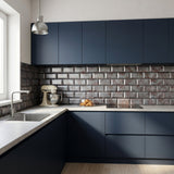 Selbstklebende Mosaikfliesen Metall | Metro 3D Grau | 30,5×30,5 cm | Küche, Bad & WC