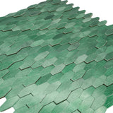 Selbstklebende Mosaikfliesen Metall | Picket 3D Dunkelgrün | 31×30 cm | Küche, Bad & WC
