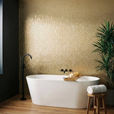 Selbstklebende Mosaikfliesen Metall | Picket 3D Gold | 31×30 cm | Küche, Bad & WC