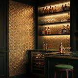 Selbstklebende Mosaikfliesen Metall | Trifold 3D Gold | 30,3×28 cm | Küche, Bad & WC