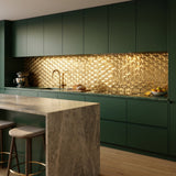 Selbstklebende Mosaikfliesen Metall | Trifold 3D Gold | 30,3×28 cm | Küche, Bad & WC