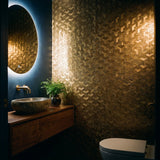 Selbstklebende Mosaikfliesen Metall | Trifold 3D Gold | 30,3×28 cm | Küche, Bad & WC