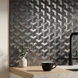 Selbstklebende Mosaikfliesen Metall | Trifold 3D Anthrazit | 30,3×28 cm | Küche, Bad & WC