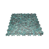 Selbstklebende Mosaikfliesen Metall | Pentagon 3D Patina Kupfer | 28,2×28,2 cm | Küche, Bad & WC