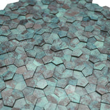 Selbstklebende Mosaikfliesen Metall | Pentagon 3D Patina Kupfer | 28,2×28,2 cm | Küche, Bad & WC