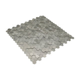 Selbstklebende Mosaikpaneele | Mini Hexagon 3D Silber | 29,8×30,7 cm | Metall