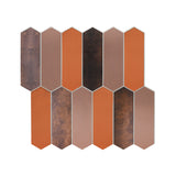 Selbstklebende Mosaikfliesen Metall | Picket Braun | 28,2×27,3 cm | Küche, Bad & WC
