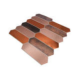 Selbstklebende Mosaikfliesen Metall | Picket Braun | 28,2×27,3 cm | Küche, Bad & WC