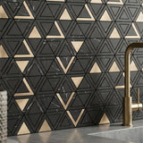 Selbstklebende Mosaikfliesen Metall | Dreieck Schwarz | 28,7×33,1 cm | Küche, Bad & WC