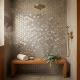Selbstklebende Mosaikfliesen Metall | Dreipass 3D Silber | 30,5×29,6 cm | Küche, Bad & WC