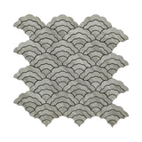 Selbstklebende Mosaikfliesen Metall | Fächer Grau | 26,8×28,1 cm | Küche, Bad & WC