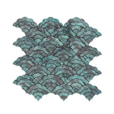 Selbstklebende Mosaikfliesen Metall | Fächer Patina Kupfer | 26,8×28,1 cm | Küche, Bad & WC