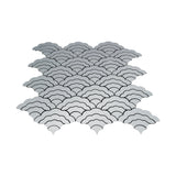 Selbstklebende Mosaikfliesen Metall | Fächer Silber | 26,8×28,1 cm | Küche, Bad & WC