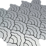 Selbstklebende Mosaikfliesen Metall | Fächer Silber | 26,8×28,1 cm | Küche, Bad & WC