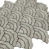 Selbstklebende Mosaikfliesen Metall | Fächer Grau | 26,8×28,1 cm | Küche, Bad & WC