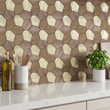 Selbstklebende Mosaikfliesen Metall | Polygon Gold | 30×26,2 cm | Küche, Bad & WC
