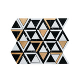 Selbstklebende Mosaikfliesen Metall | Dreieck Schwarz Weiß-Gold | 28,7×33,1 cm | Küche, Bad & WC