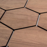 Hexagonpaneel Walnuss mit grauem Filz 81CM | Akustik | Wanddekoration | Sechseck-Form