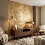 Selbstklebende Mosaikfliesen Metall | Riemchen 3D Gold | 30×29,8 cm | Küche, Bad & WC
