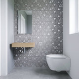 Selbstklebende Mosaikfliesen Metall | Dreieck Grau Silber | 28,7×33,1 cm | Küche, Bad & WC
