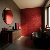 Selbstklebende Mosaikfliesen Metall | Hexagon Rot | 28,8×29,2 cm | Küche, Bad & WC