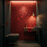 Selbstklebende Mosaikfliesen Metall | Hexagon Rot | 28,8×29,2 cm | Küche, Bad & WC
