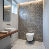 Selbstklebende Mosaikfliesen Metall | Fächer Grau | 26,8×28,1 cm | Küche, Bad & WC