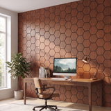 Hexagonpaneel Geräucherte Eiche im Homeoffice