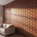 Hexagonpaneel Geräucherte Eiche Seitenansicht 3D-Tiefe