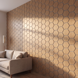 Hexagonpaneel Natur Eiche mit grauem Filz Seitenansicht
