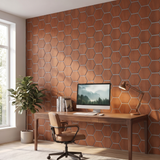 Hexagonpaneel Geräucherte Eiche mit grauem Filz im Homeoffice