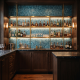 Hexagon Mosaik Blau Bar