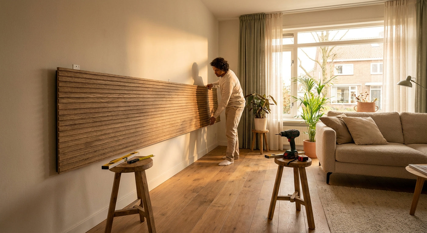Akustikpaneele rustikale Eiche 300 cm montieren