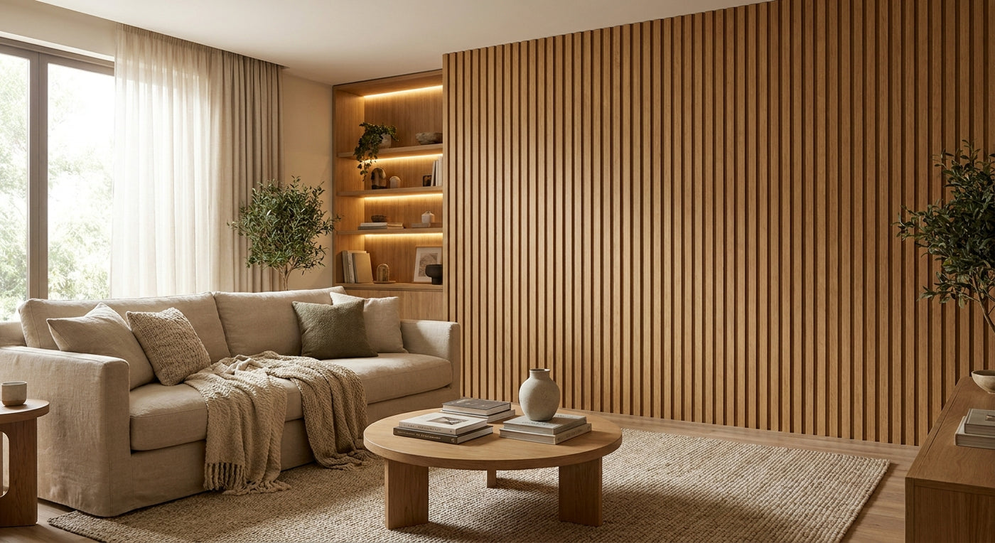 Dekopaneele Wohnzimmer: Wandgestaltung mit Holz