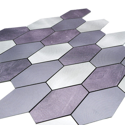 Selbstklebende Mosaikfliesen Metall | Picket Lila | 30×30 cm | Küche, Bad & WC