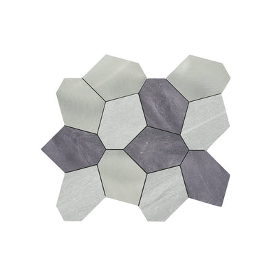 Selbstklebende Mosaikfliesen Metall | Polygon Grau | 30×26,2 cm | Küche, Bad & WC
