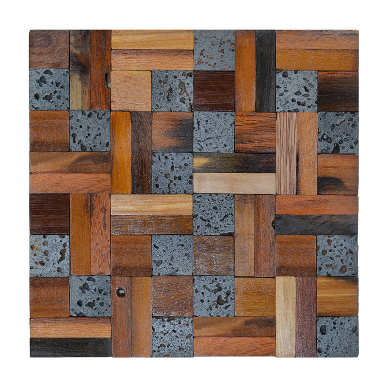 Holz Mosaikpaneele | Lava Mix | 30×30 cm | Holzfliese