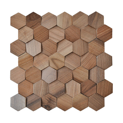 Holz Wandverkleidung Walnuss Velvet Mosaik-Look 3D | 31×30 cm