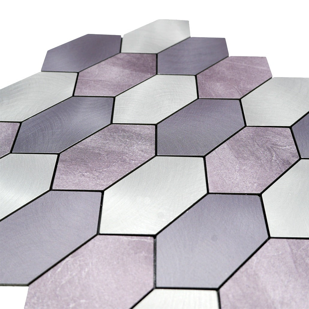 Selbstklebende Mosaikfliesen Metall | Picket Mauve | 30×30 cm | Küche, Bad & WC