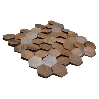 Holz Wandverkleidung Walnuss Velvet Mosaik-Look 3D | 31×30 cm