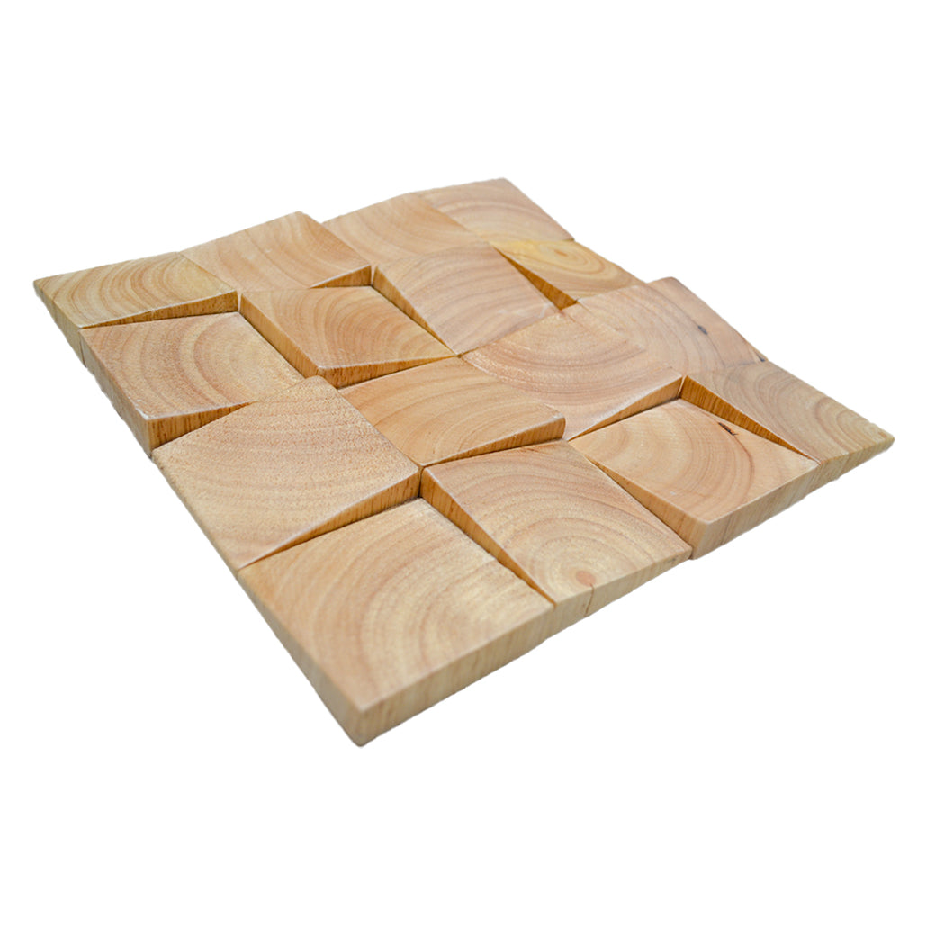 Holz Wandverkleidung Rubberwood Mosaik-Look 3D | 30×30 cm