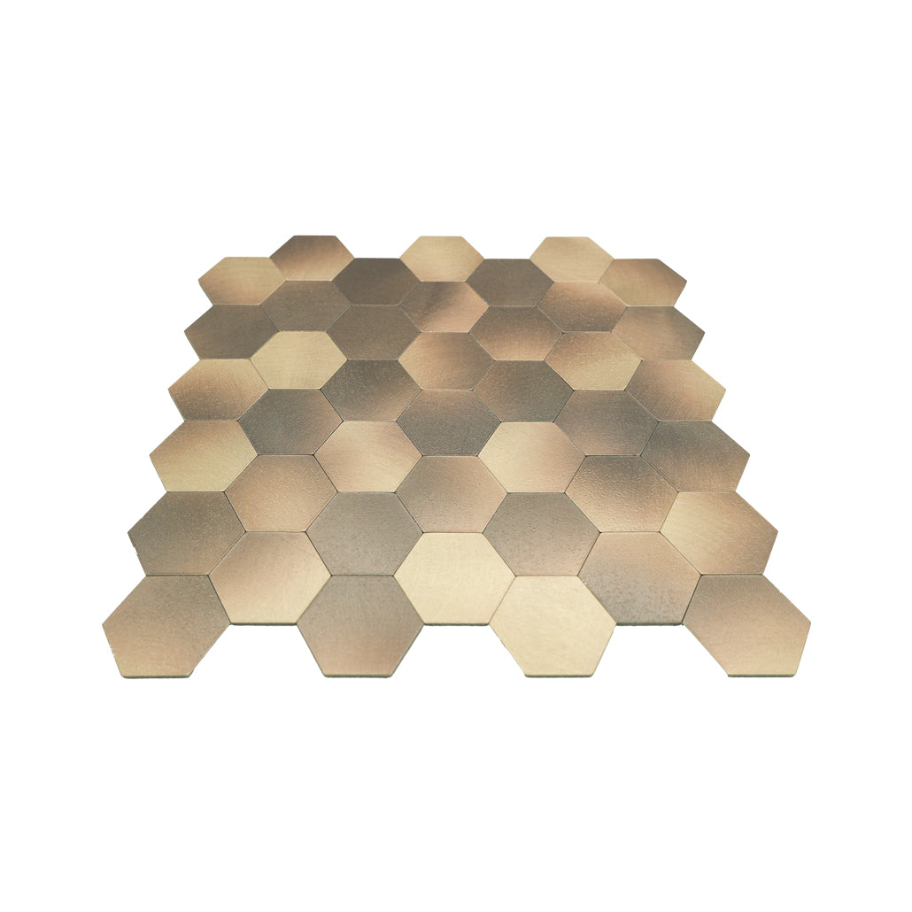 Selbstklebende Mosaikfliesen Metall | Hexagon Gold | 28,8×29,2 cm | Küche, Bad & WC