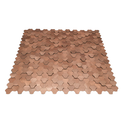 Selbstklebende Mosaikfliesen Metall | Dreipass 3D Kupfer | 30,5×29,6 cm | Küche, Bad & WC