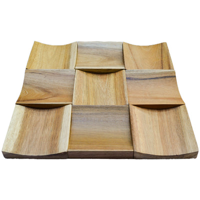 Holz Wandverkleidung Timeless Teak Mosaik-Look 3D | 30×30 cm